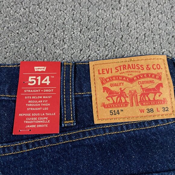 NWT Levi's 514 Straight Leg Jeans Men's 38 x 32 Regular Fit Blue Stretch - Picture 9 of 16
